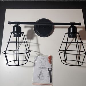 Industrial Black Double Cage Wall Sconce Light Fixture